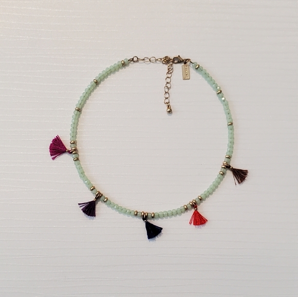 Seafoam Green Beaded Chocker with Tassels - Picture 6 of 6